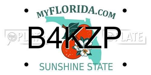 B4KZP Florida License Plate