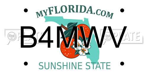 B4MWV Florida License Plate