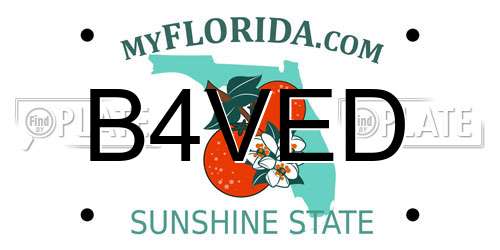 B4VED Florida License Plate