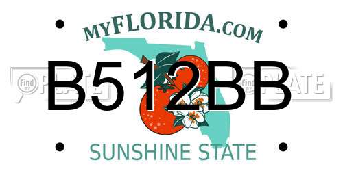 B512BB Florida License Plate
