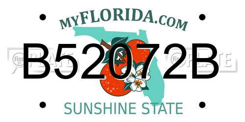 B52072B Florida License Plate