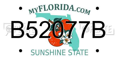 B52077B Florida License Plate