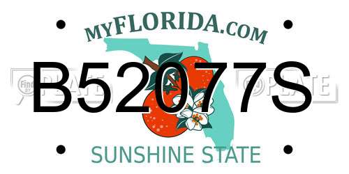 B52077S Florida License Plate