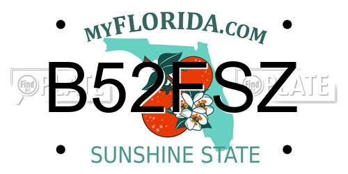 B52FSZ Florida License Plate
