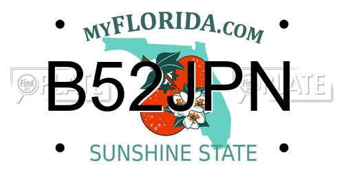B52JPN Florida License Plate