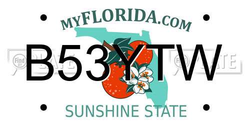 B53YTW Florida License Plate