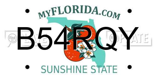 B54RQY Florida License Plate