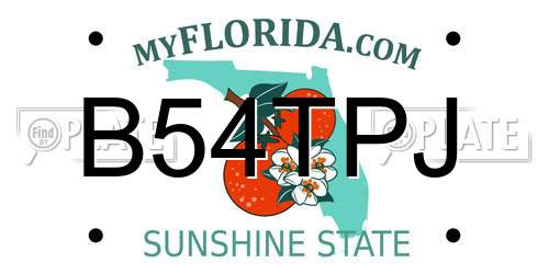 B54TPJ Florida License Plate