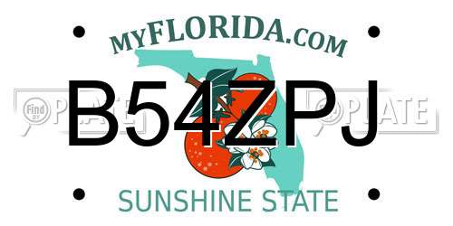 B54ZPJ Florida License Plate