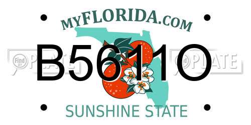 B5611O Florida License Plate