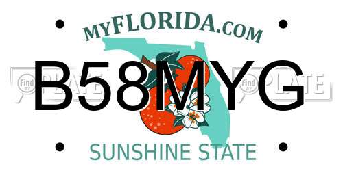 B58MYG Florida License Plate