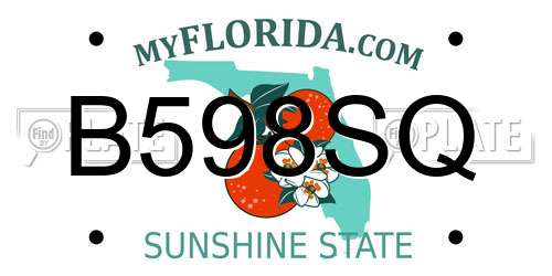 B598SQ Florida License Plate