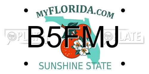 B5FMJ Florida License Plate