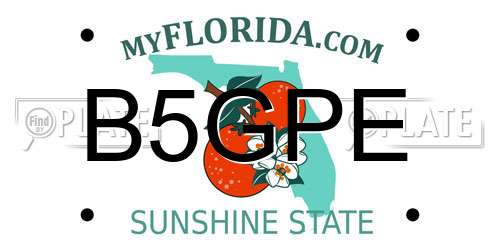 B5GPE Florida License Plate