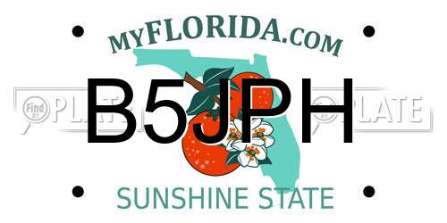 B5JPH Florida License Plate