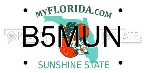 B5MUN Florida License Plate