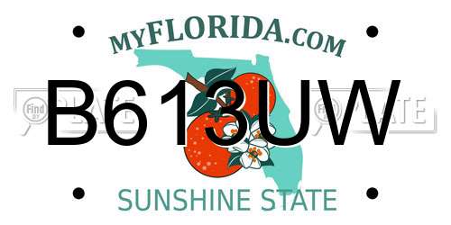 B613UW Florida License Plate