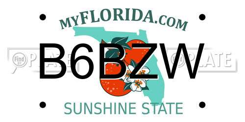 B6BZW Florida License Plate