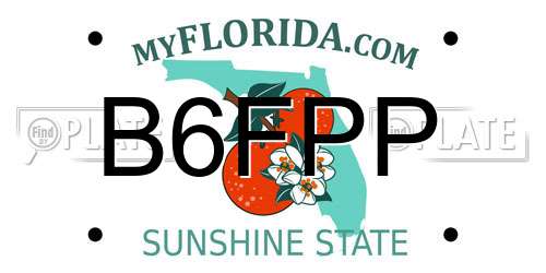 B6FPP Florida License Plate