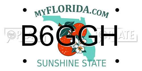 B6GGH Florida License Plate