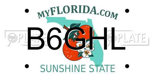 B6GHL Florida License Plate