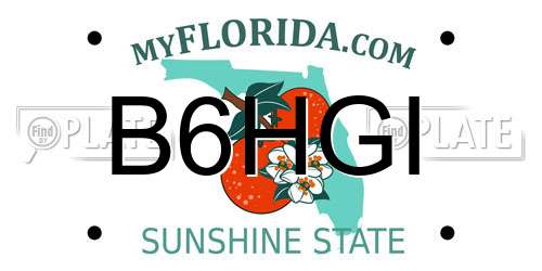 B6HGI Florida License Plate