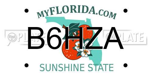B6HZA Florida License Plate