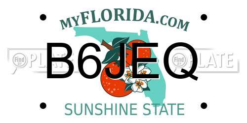 B6JEQ Florida License Plate