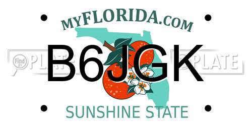 B6JGK Florida License Plate