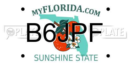 B6JPF Florida License Plate