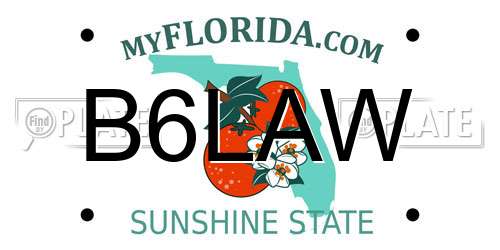 B6LAW Florida License Plate