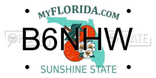 B6NHW Florida License Plate