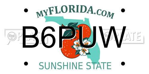 B6PUW Florida License Plate