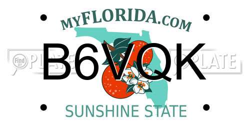 B6VQK Florida License Plate