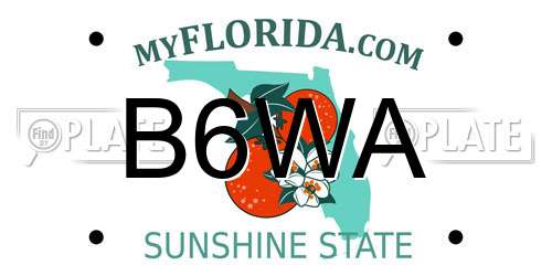 B6WA Florida License Plate