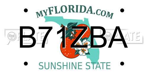 B71ZBA Florida License Plate