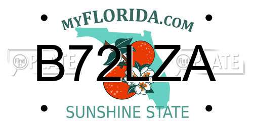 B72LZA Florida License Plate
