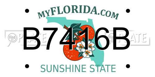 B7416B Florida License Plate