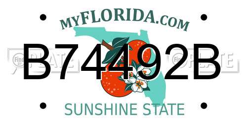 B74492B Florida License Plate