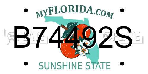 B74492S Florida License Plate