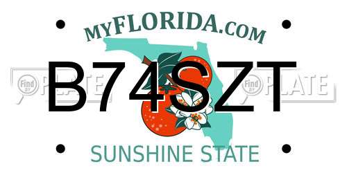 B74SZT Florida License Plate