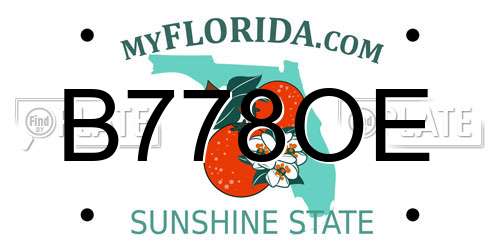 B778OE Florida License Plate