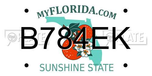 B784EK Florida License Plate