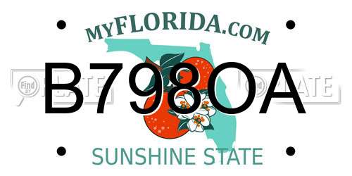 B798OA Florida License Plate