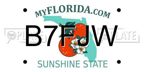 B7FJW Florida License Plate