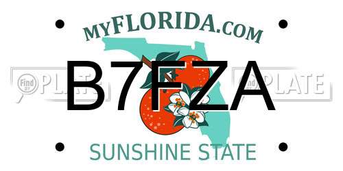 B7FZA Florida License Plate