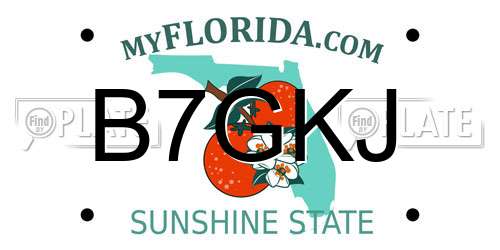 B7GKJ Florida License Plate