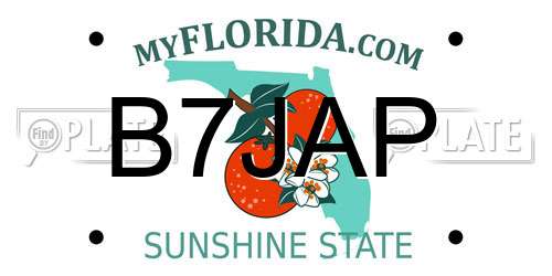 B7JAP Florida License Plate