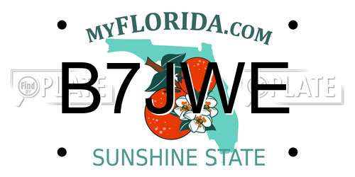 B7JWE Florida License Plate