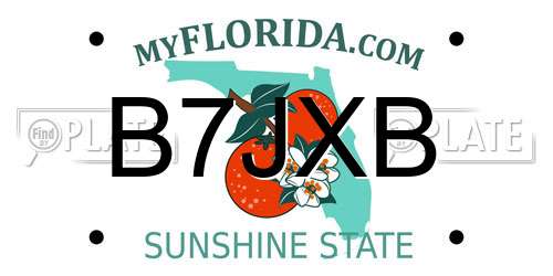 B7JXB Florida License Plate